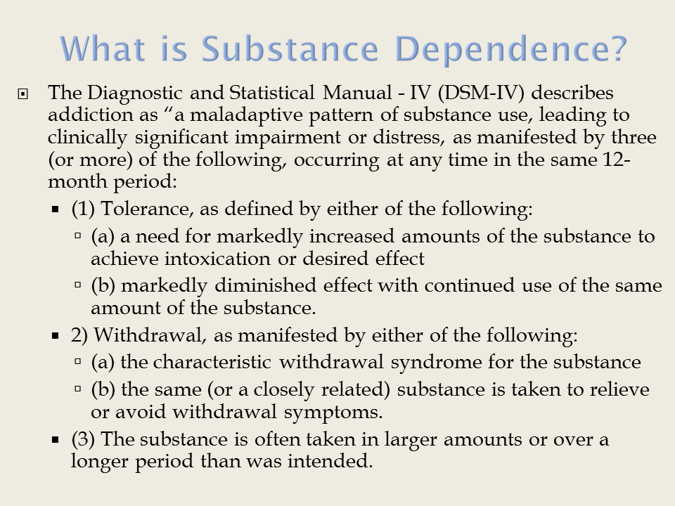 Slide 1: What is Substance Dependence?